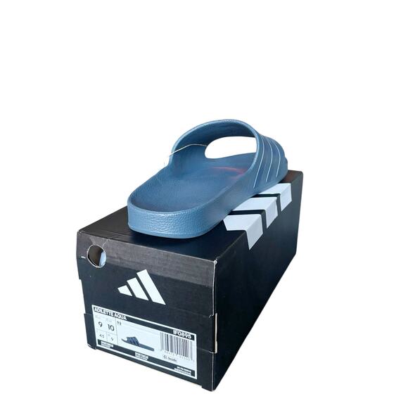 NWB Adidas Adilette Aqua Slides Sandals Men’s 9 Women’s 10 Dark Blue Comfort - Picture 3 of 5